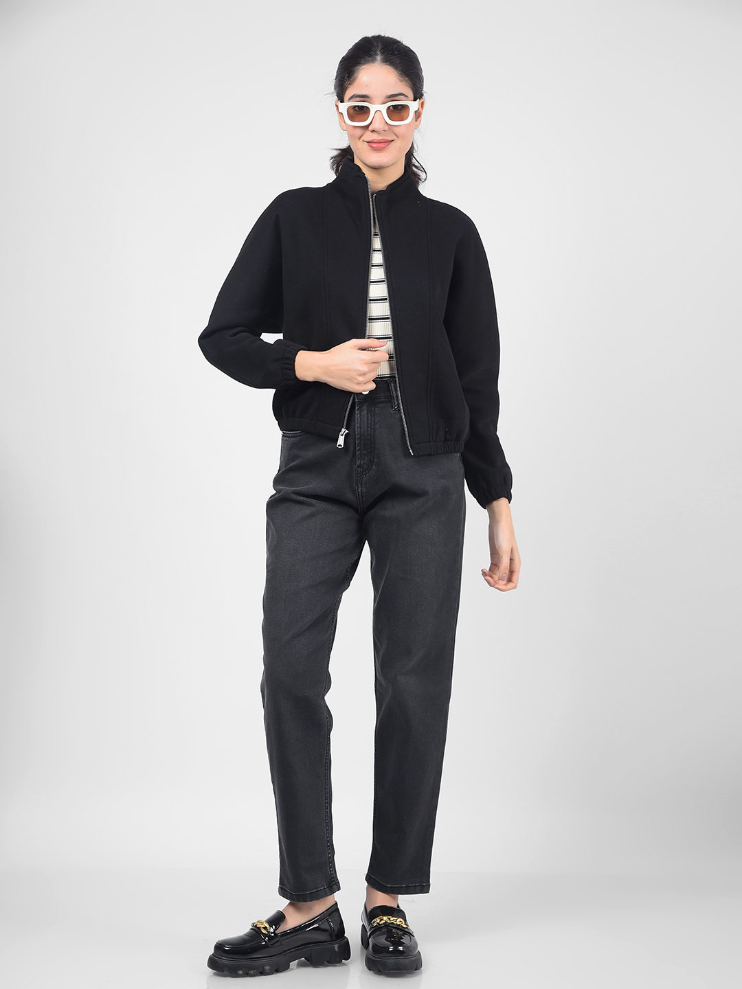 Numero Uno Women Black Mock Neck Sweatshirts